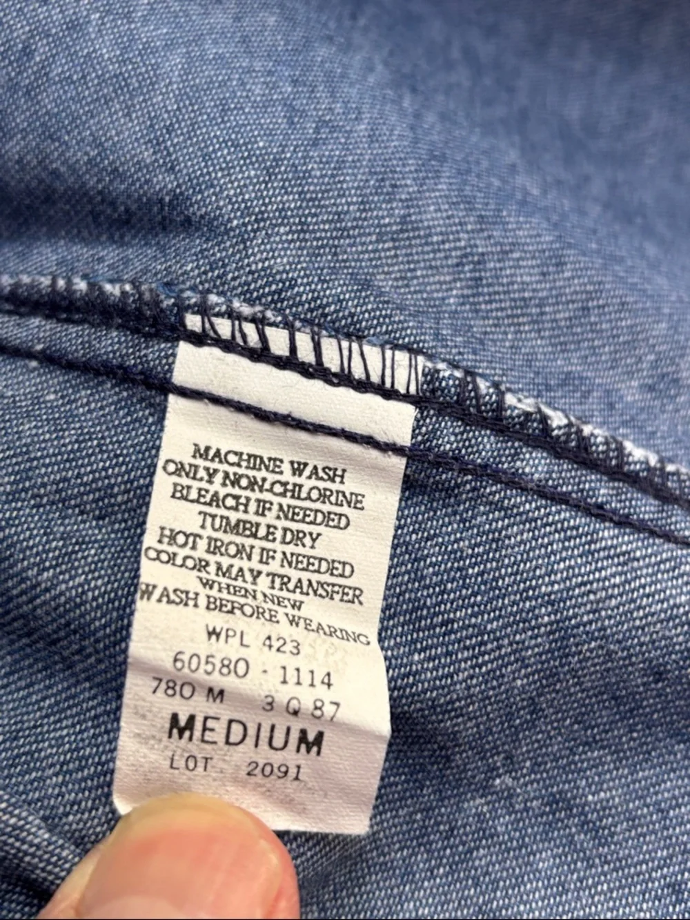 Levi's Diamond Label Blue Button Down Western Pocket Shirt Medium - Picture 6 of 7